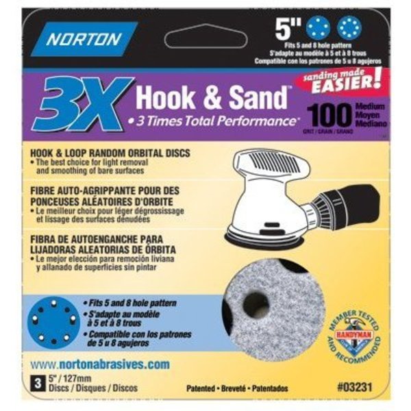 Norton Abrasives/St Gobain 3PK 100G HookLoop Disc 7660703231